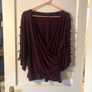 Burgundy blouse with bling on sleeves Size XL